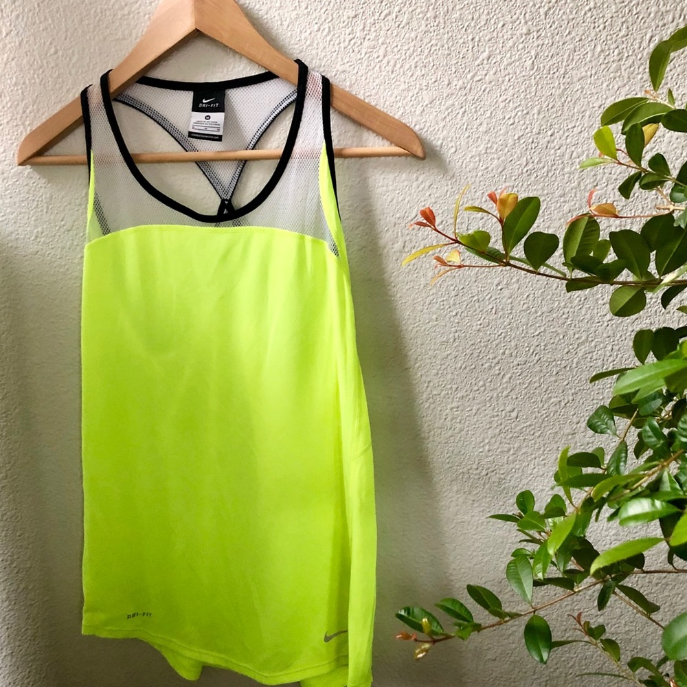 Nike DriFit Running yellow tank mesh straps size M